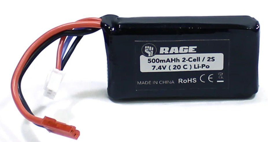 RAGE Super Cub 7.4V 2S 500mAh 20C Lipo Battery with JST Connector: Super Cub 750, Super Cub 750 BL