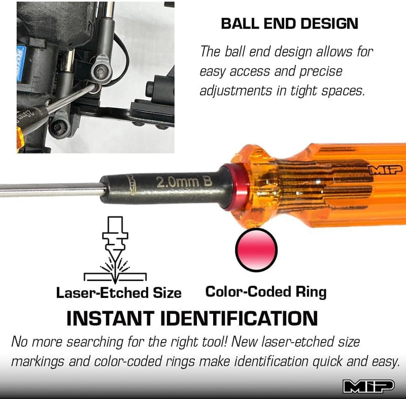 MIP Gen 2 Metric Ball End Hex Driver Wrench Set (2.0, 2.5 & 3.0mm)