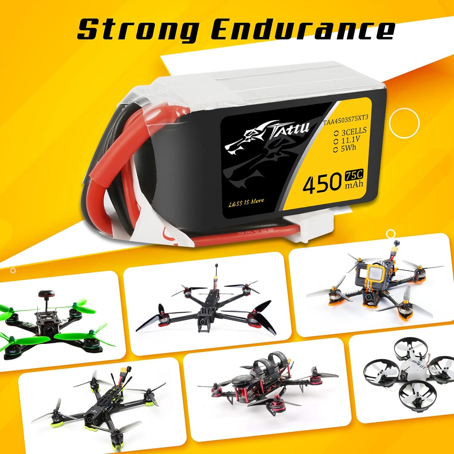 Tattu 3s LiPo Battery 75C (11.1V/450mAh) w/XT-30 Connector