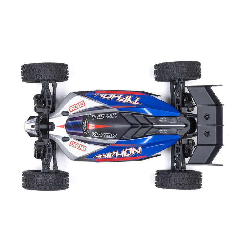 Arrma Typhon Grom MEGA 4WD 380 Brushed 1/18 Buggy RTR (Blue/Silver) w/SLT2 2.4GHz Radio, Battery & Charger