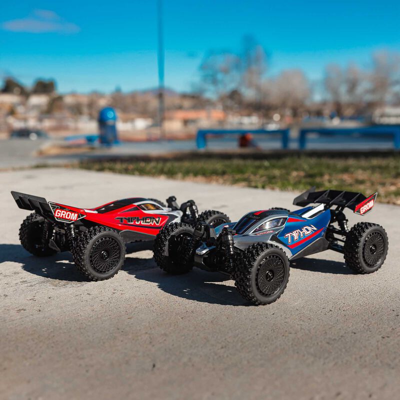 Arrma Typhon Grom MEGA 4WD 380 Brushed 1/18 Buggy RTR (Blue/Silver) w/SLT2 2.4GHz Radio, Battery & Charger