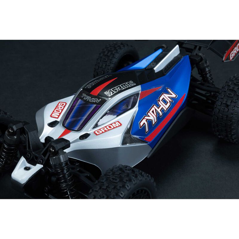 Arrma Typhon Grom MEGA 4WD 380 Brushed 1/18 Buggy RTR (Blue/Silver) w/SLT2 2.4GHz Radio, Battery & Charger