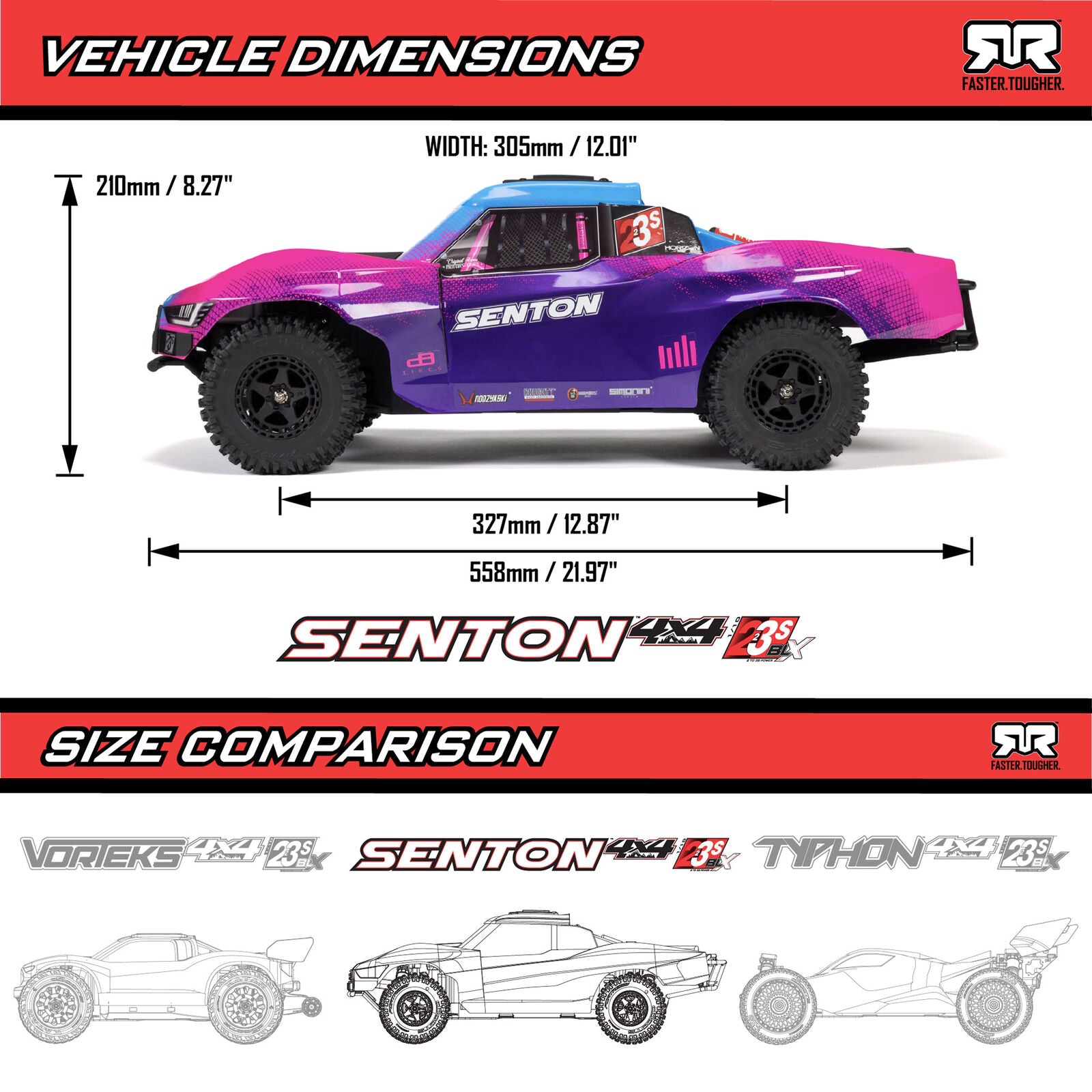 Arrma Senton 223S 1/10 BLX Brushless RTR 4WD Short Course Truck (Red) w/SLT3 2.4GHz Radio & DSC