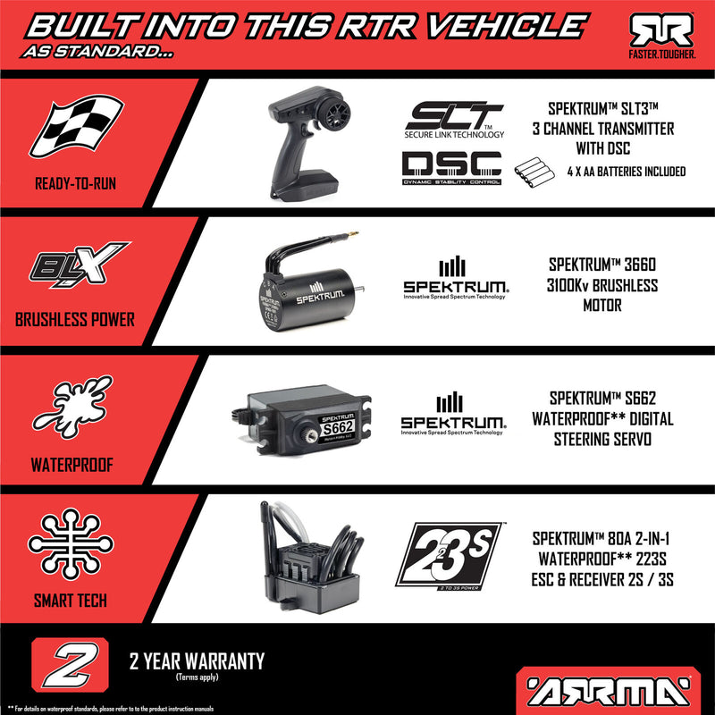 Arrma Senton 223S 1/10 BLX Brushless RTR 4WD Short Course Truck (Red) w/SLT3 2.4GHz Radio & DSC