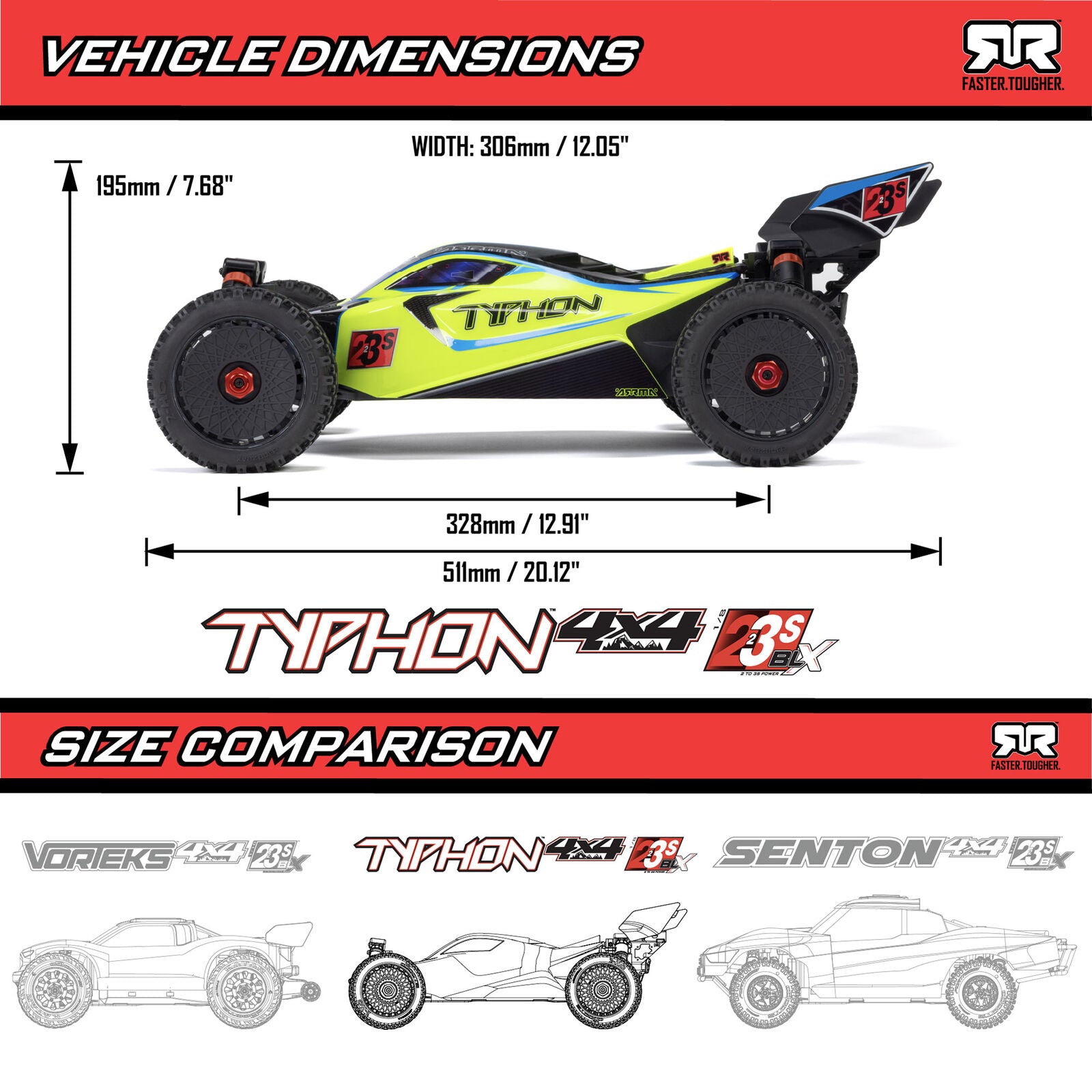 Arrma Typhon 223S 1/8 BLX Brushless RTR 4WD Buggy w/SLT3 2.4GHz Radio & DSC
