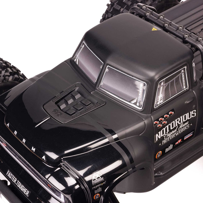 Arrma Notorious 6S BLX Brushless RTR 1/8 Monster Stunt Truck (Black) (V6) w/SLT3 2.4GHz Radio