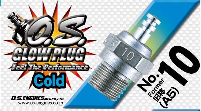 O.S. No.10 Short Body Standard Glow Plug "Cold"