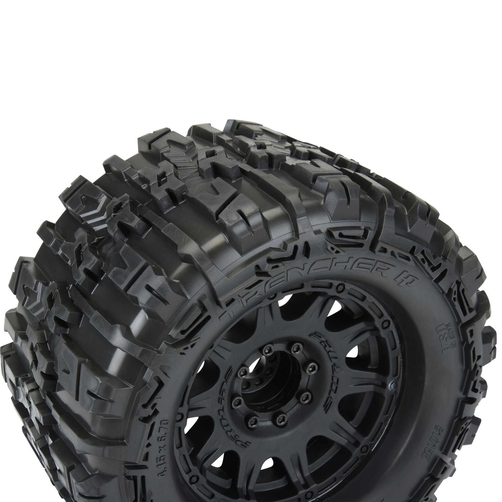 Pro-Line Trencher HP Belted 3.8" Pre-Mounted Truck Tires (2) (Black) (M2) w/Raid Wheels