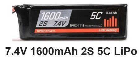 Spektrum 7.4V 1600mAh 2S 5C LiPo RX Battery For 1/8 8IGHT-X/ E /XT/XTE 4X4 Nitro/Electric Truggy