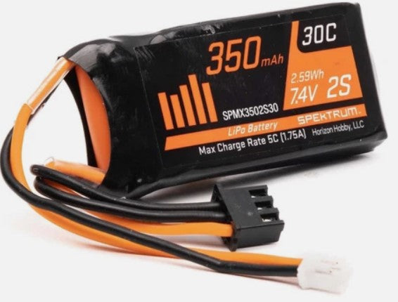 Spektrum RC 2S LiPo 30C Battery Pack (7.4V/350mAh) w/PH2.0 Connector For SCX24
