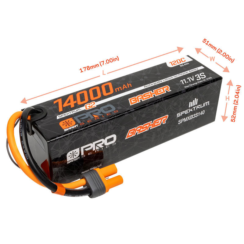 Spektrum RC 3S 120C Smart G2 Pro Basher LiPo: IC5 11.1V 14000mAh