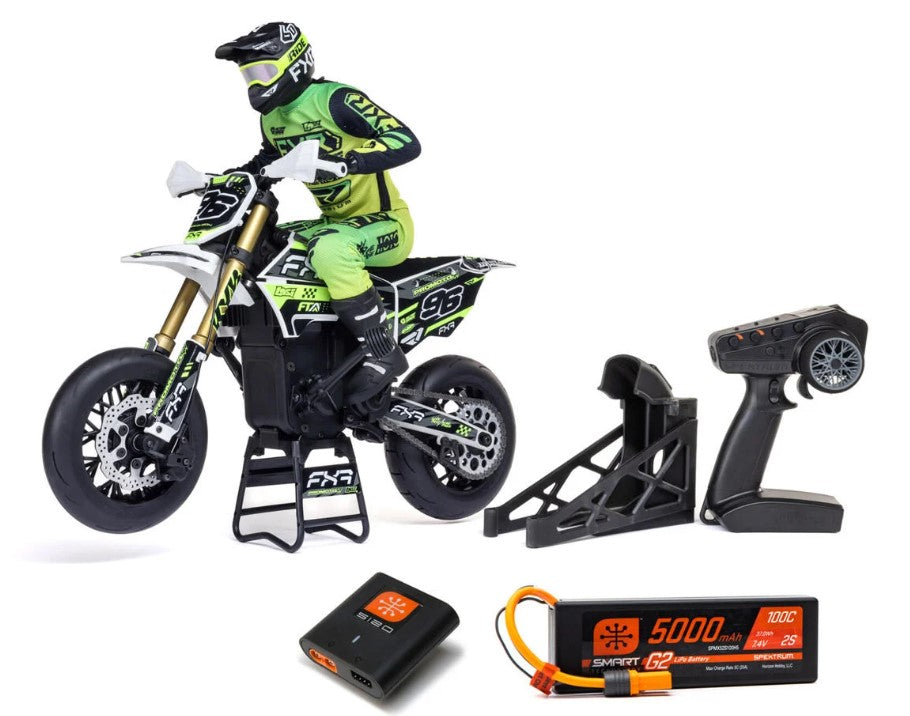 Losi Promoto-SM FXR Supermoto RTR 1/4 Brushless Motorcycle (White/FRX) w/2.4GHz Radio, Battery & Charger
