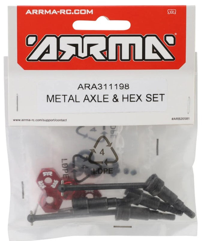 Arrma Front or Rear Metal Axle & Hex Set 1/14 TYPHON & 1/18 GRANITE