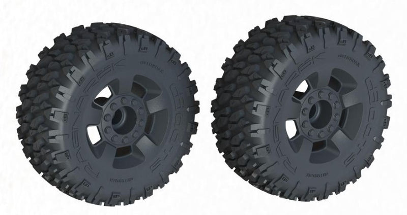 Arrma dBoots 'Ragnarok MT' Tire Set Glued, Black (2) For 1/10 BIG ROCK 223S