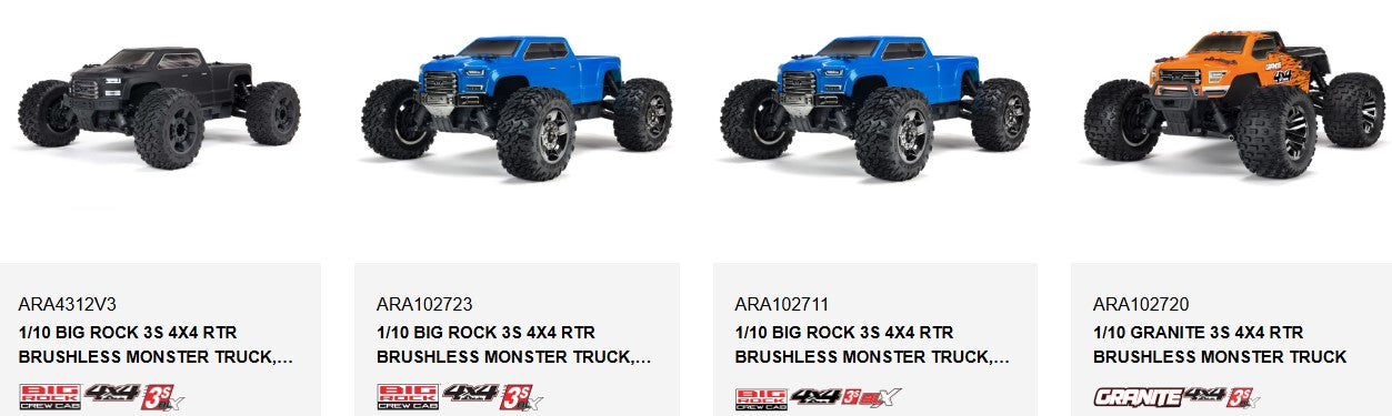 Arrma AR320403 Wheelie Bar Set: 4x4 Granite Mega / Big Rock