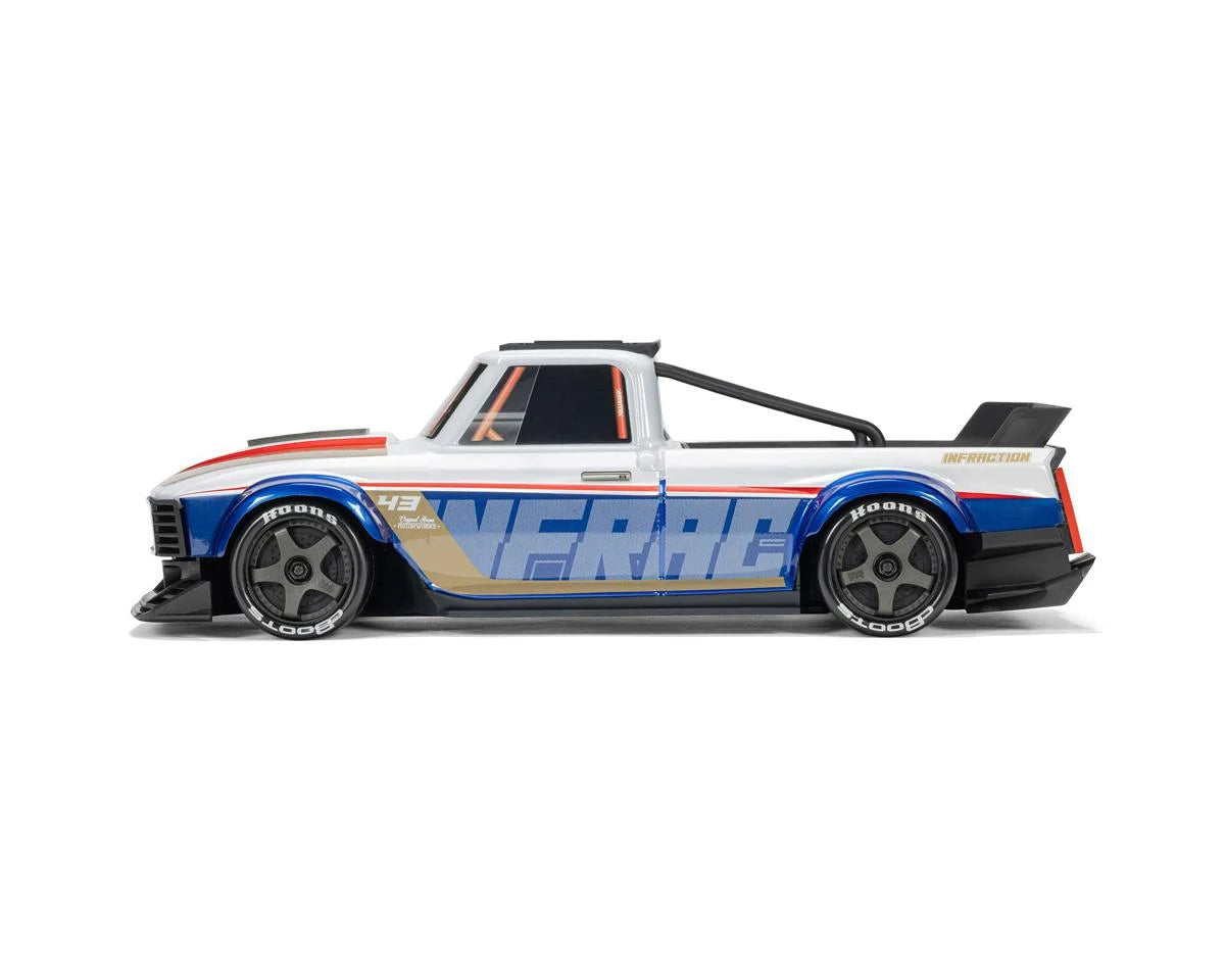 Arrma Infraction Grom 3S BLX 1/12 4WD RTR Brushless Street Bash Truck (White/Blue) w/2.4GHz Radio & DSC
