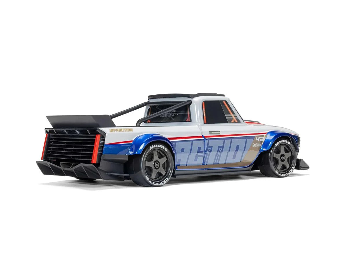 Arrma Infraction Grom 3S BLX 1/12 4WD RTR Brushless Street Bash Truck (White/Blue) w/2.4GHz Radio & DSC