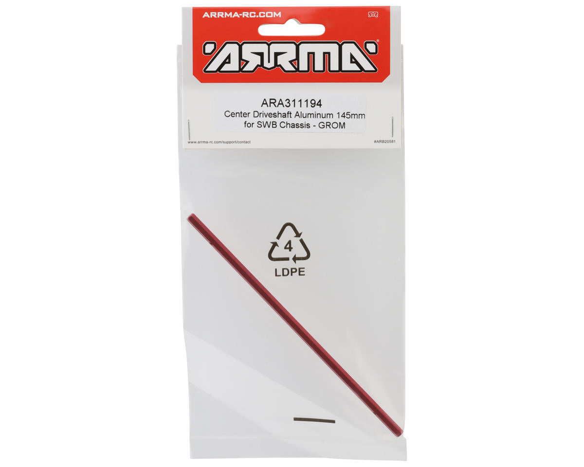 Arrma Granite Grom 145mm Aluminum Center Driveshaft (Red) (SWB Chassis)
