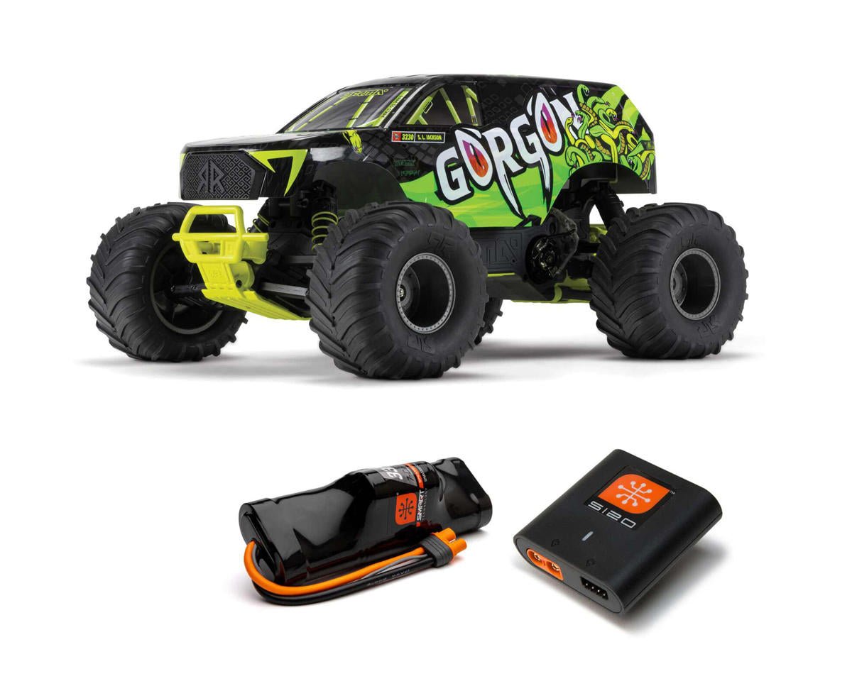 Arrma Gorgon 4X2 MEGA 550 Brushed 1/10 Monster Truck RTR (Yellow) w/SLT2 2.4GHz Radio, Battery & Charger