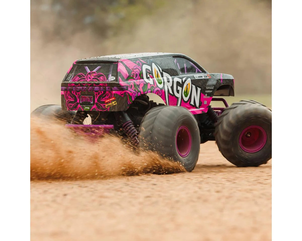 Arrma Gorgon 4X2 MEGA 550 1/10 RTR Brushed Monster Truck (Purple) w/SLT2 2.4GHz Radio, Battery & Charger