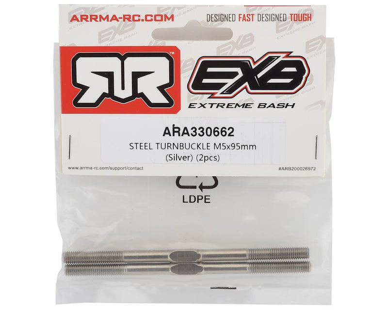 Arrma 5x95mm Silver Steel Turnbuckle,6s 1/7 BIG ROCK,1/8 KRATON,1/8 NOTORIOUS,1/8 OUTCAST