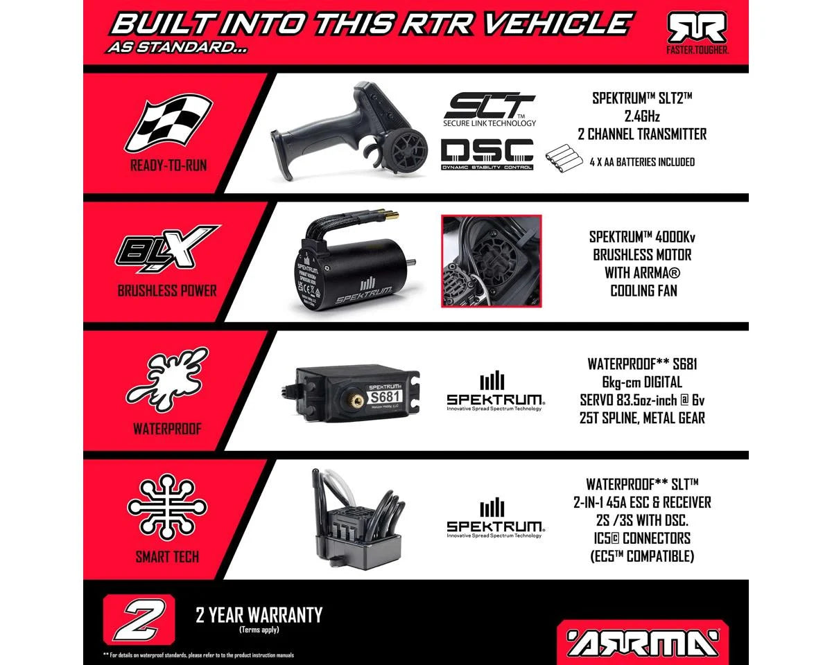 Arrma Vorteks 223S 1/10 BLX Brushless RTR 2WD Stadium Truck (Yellow) w/SLT2 2.4GHz Radio & DSC