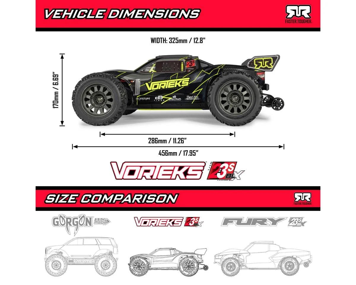 Arrma Vorteks 223S 1/10 BLX Brushless RTR 2WD Stadium Truck (Blue) w/SLT2 2.4GHz Radio & DSC
