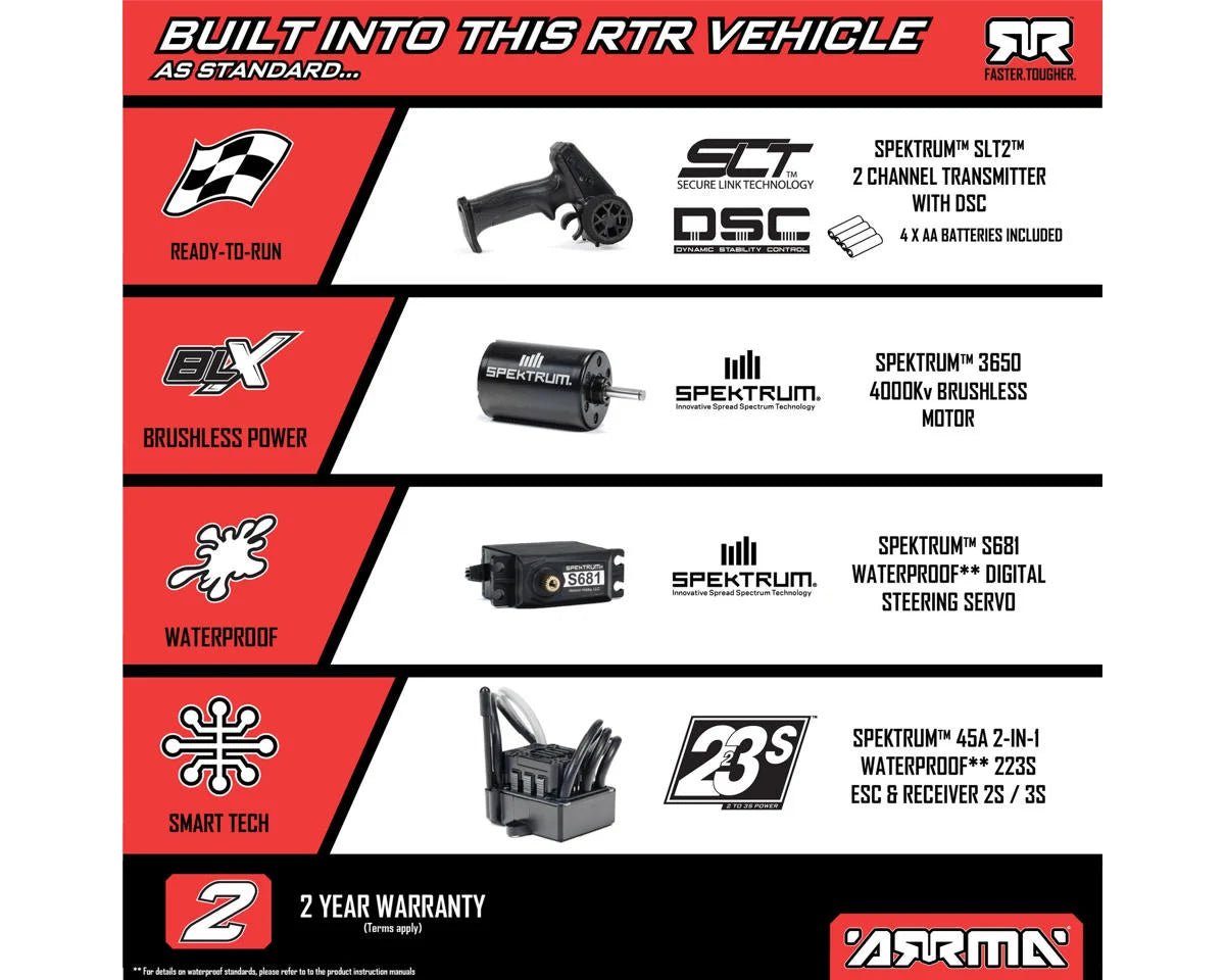 Arrma Fury 223S BLX 1/10 Brushless RTR 2WD Short Course Truck (Green) w/SLT2 2.4GHz Radio & DSC