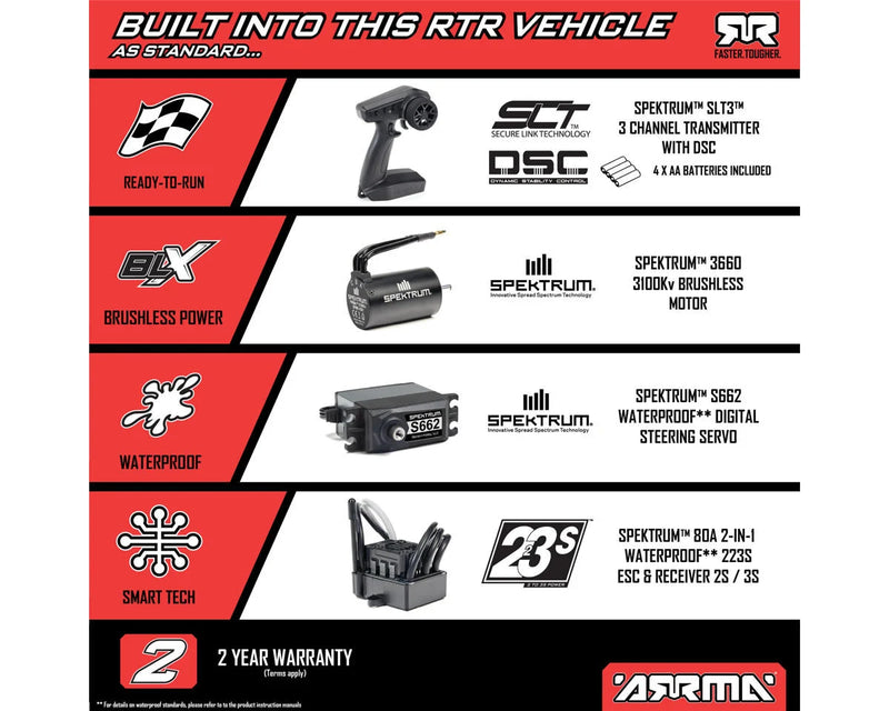 Arrma Granite 4x4 V4 223S DSC 1/10 RTR Brushless 4WD Monster Truck w/Spektrum SLT3 2.4GHz Radio