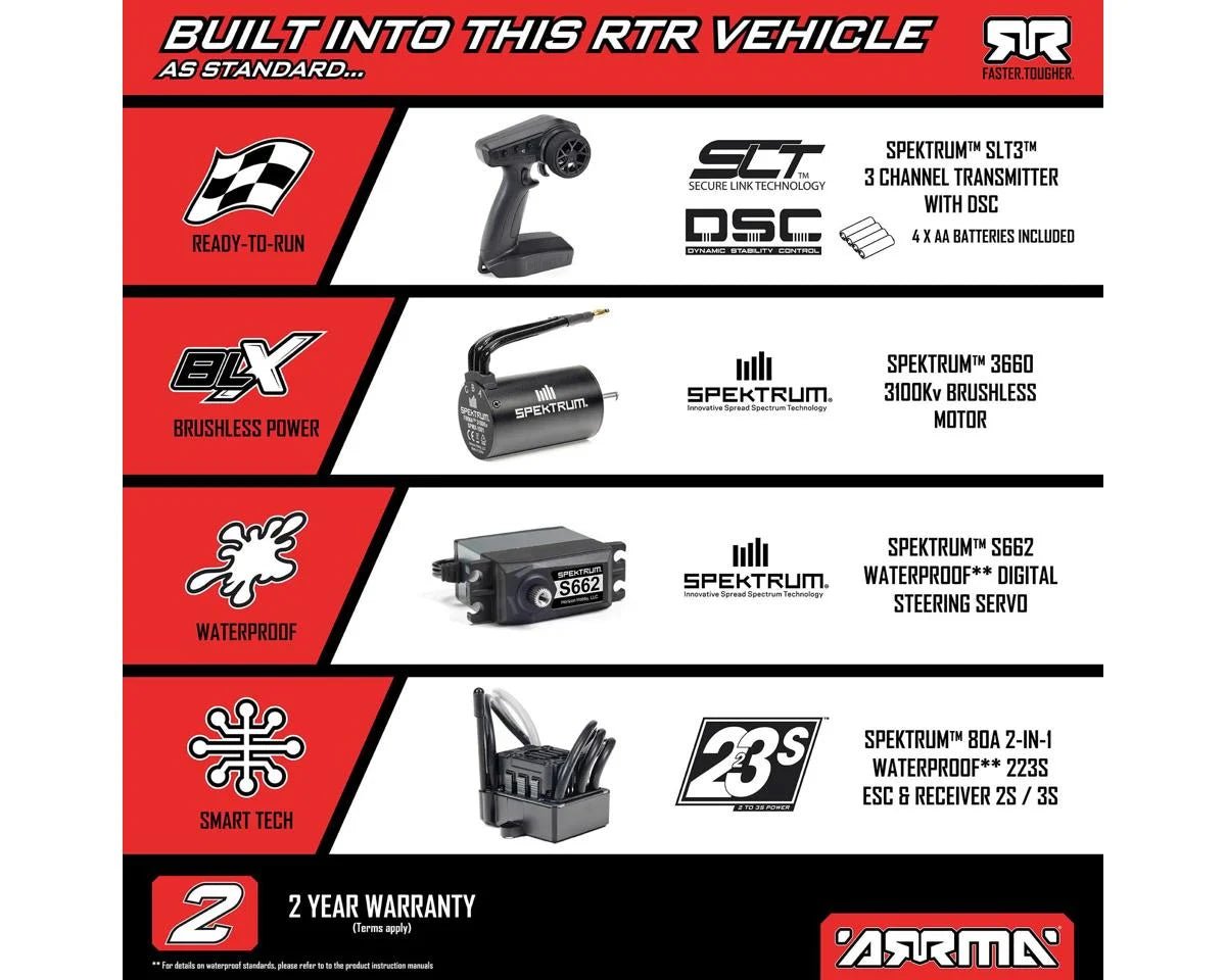 Arrma Typhon 223S 1/8 BLX Brushless RTR 4WD Buggy (Blue) w/SLT3 2.4GHz Radio & DSC