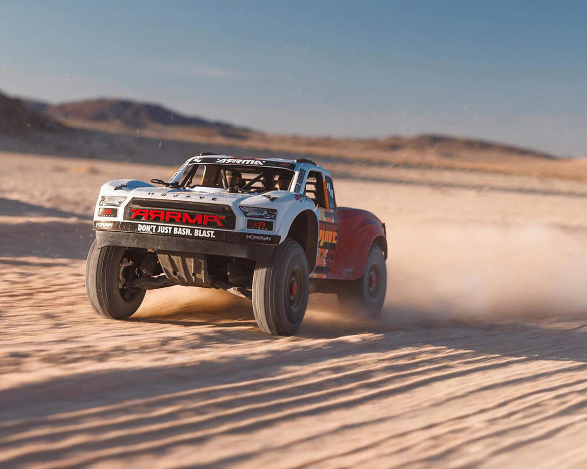 Arrma Mojave 4S BLX Brushless 1/8 4WD RTR Electric Desert Truck (White/Red) w/Spektrum SLT3 2.4GHz Radio