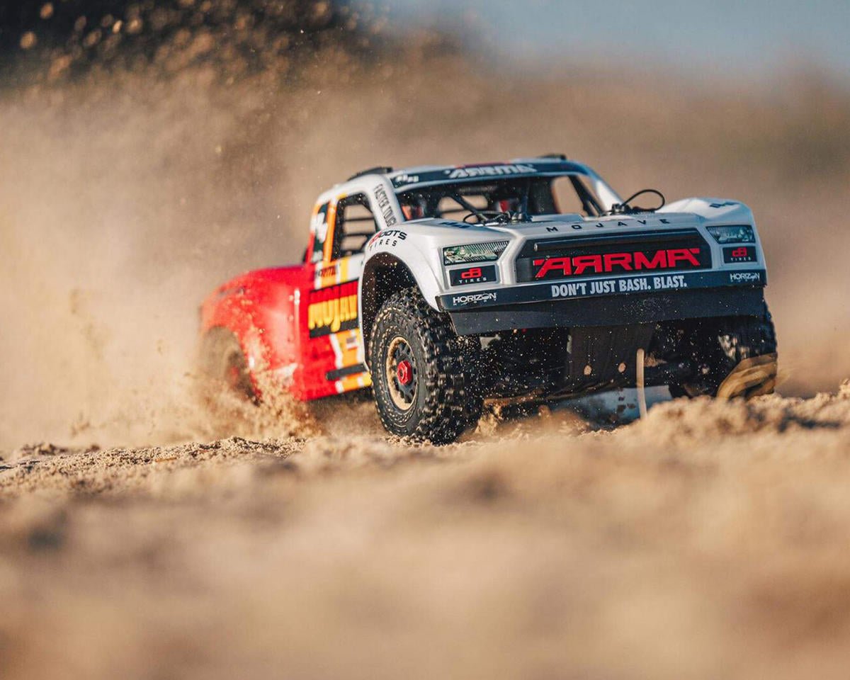 Arrma Mojave 4S BLX Brushless 1/8 4WD RTR Electric Desert Truck (White/Red) w/Spektrum SLT3 2.4GHz Radio