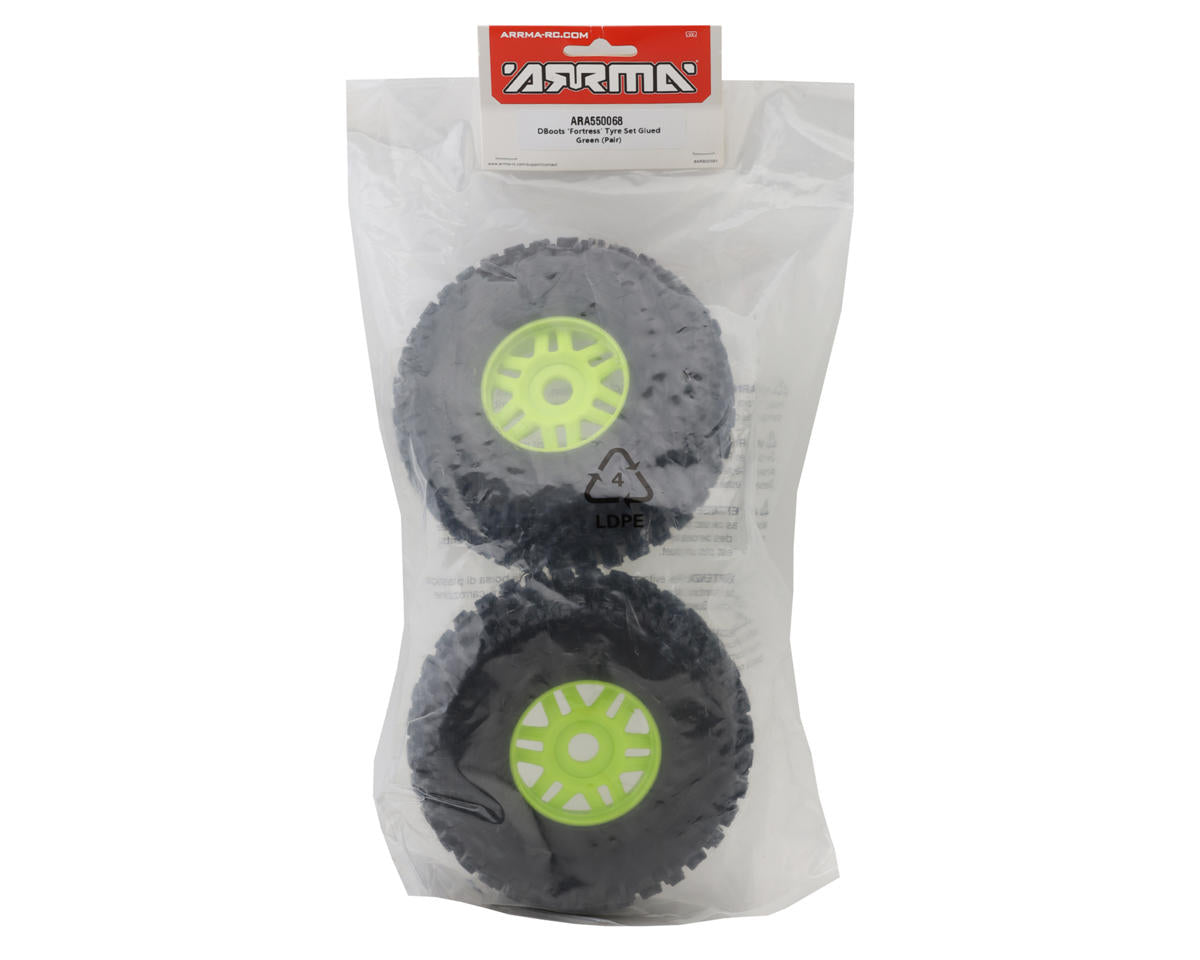 Arrma Mojave 6S BLX dBoots "Fortress" Pre-Mounted Tire Set (Green) (2)