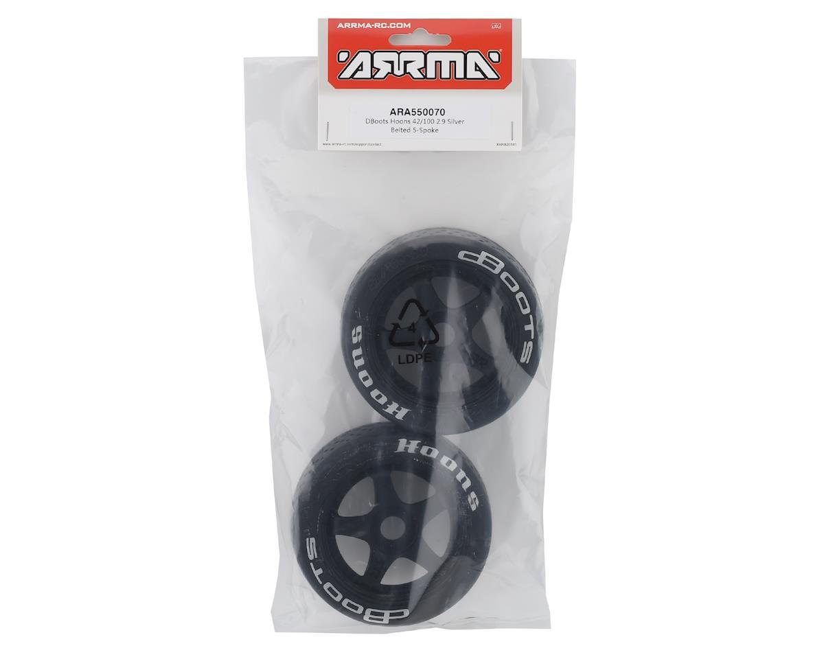 Arrma DBoots Hoons 42/100 2.9 Belted 5-Spoke Pre-mounted Tires (2) (Silver)