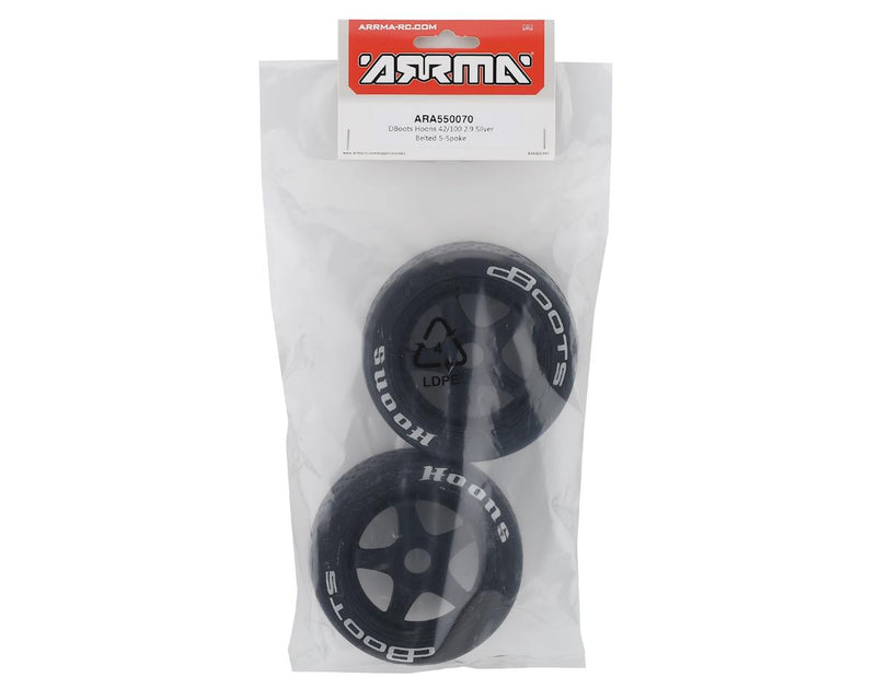 Arrma DBoots Hoons 42/100 2.9 Belted 5-Spoke Pre-mounted Tires (2) (Silver)