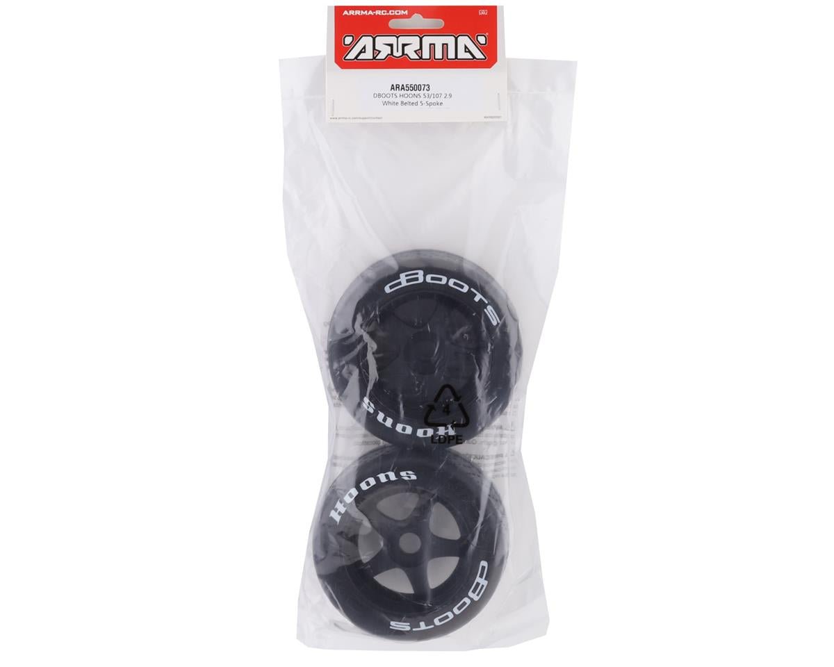 Arrma DBoots Hoons 53/107 2.9 Belted 5-Spoke Pre-mounted Tires (2) (White)
