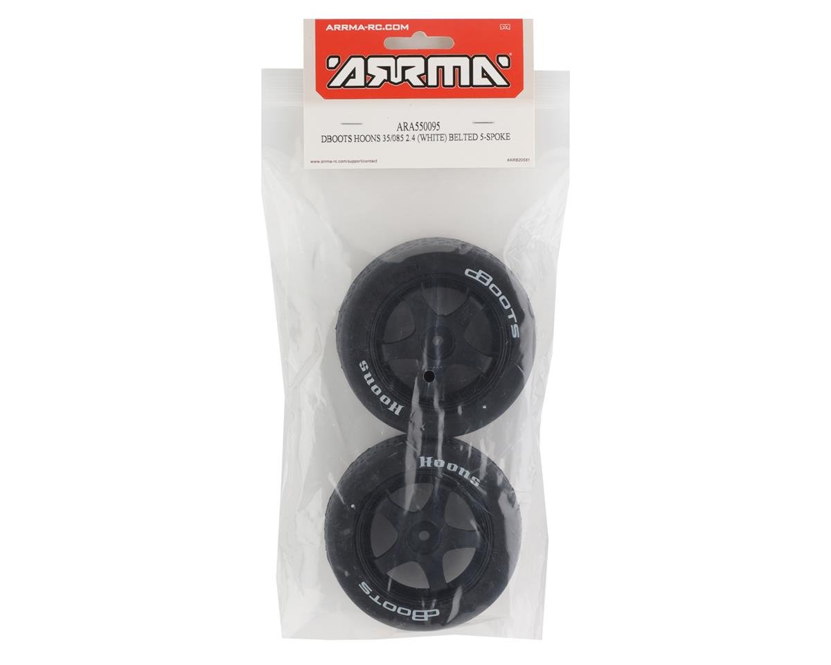 Arrma DBoots Hoons 35/085 2.4 Belted 5-Spoke Pre-Mounted Tires (2) (White) w/14mm Hex