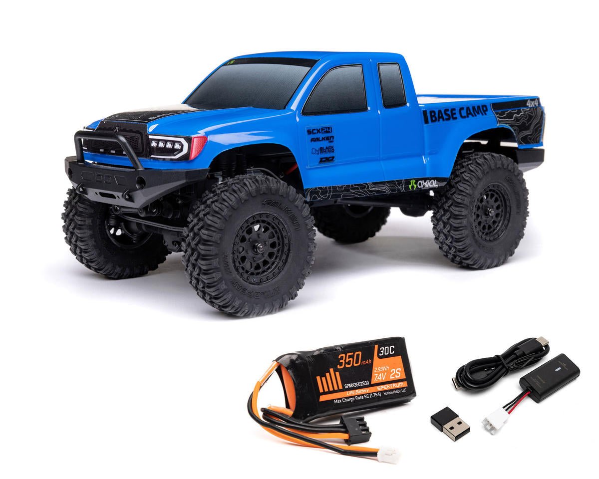 Axial SCX24 Base Camp 1/24 4WD RTR Scale Mini Crawler (Blue) w/2.4GHz Radio, Battery & Charger