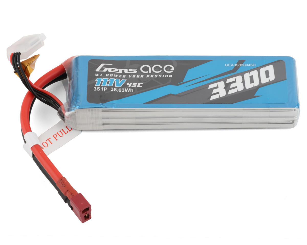 Gens Ace 3S LiPo Battery 45C (11.1V/3300mAh) w/Deans Connector