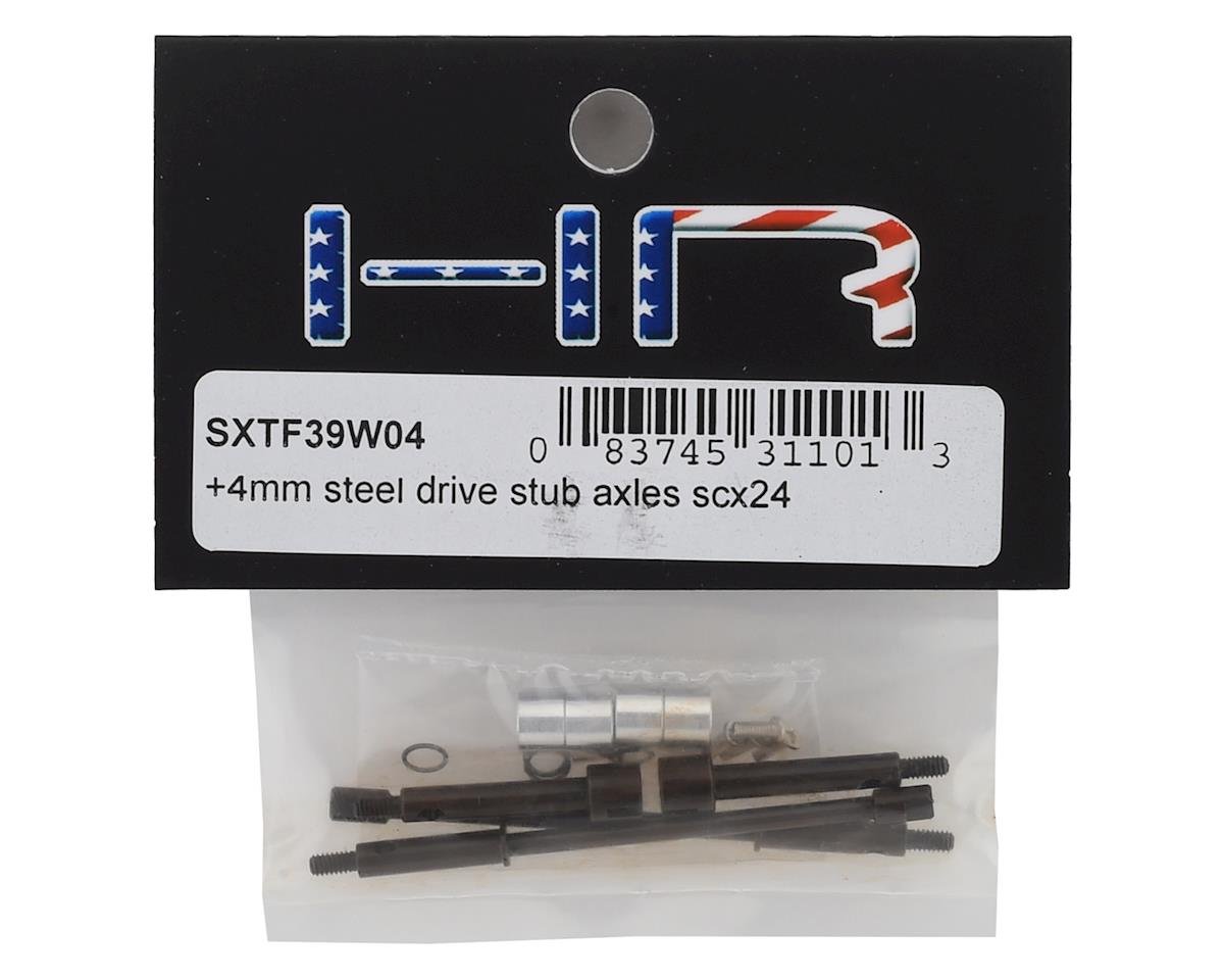 Hot Racing Axial SCX24 +4mm Wide Track Steel Drive Stub Axle Set