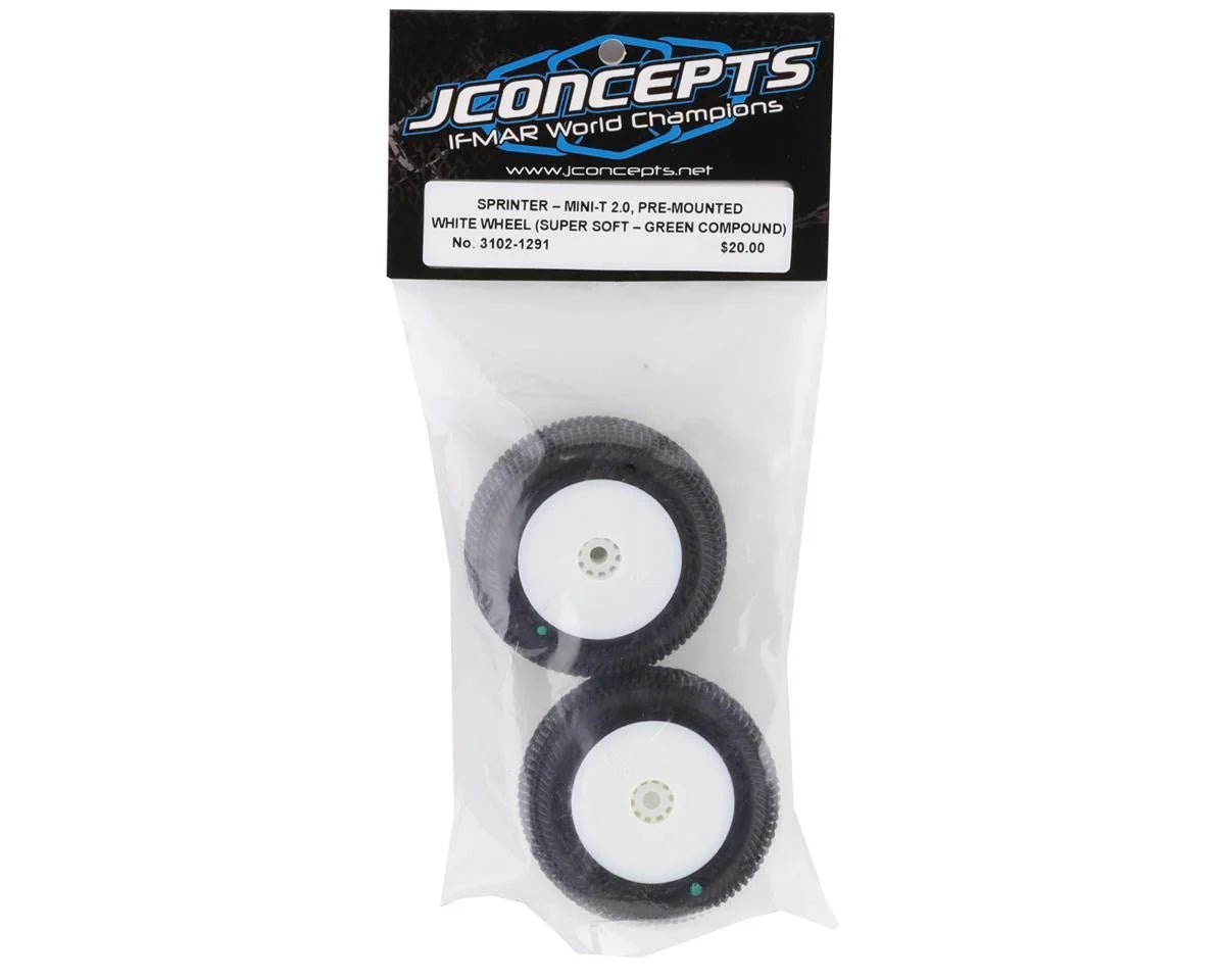 JConcepts (White) (2)Sprinter Pre-Mounted Rear Tires For Mini-T 2.0
