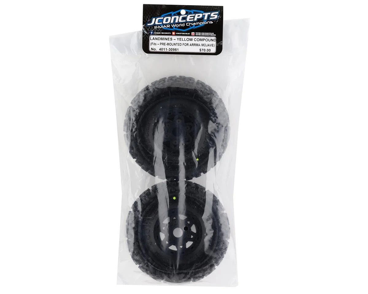 JConcepts Mojave 6S BLX Pre-Mounted Landmines Tires w/Tremor Wheels (Black) (2) (Yellow) w/17mm Hex