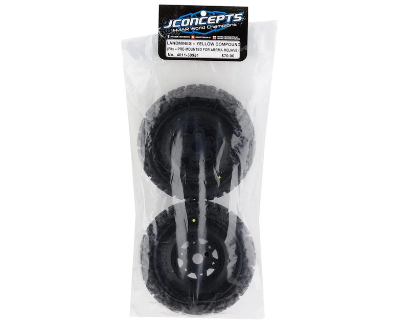 JConcepts Mojave 6S BLX Pre-Mounted Landmines Tires w/Tremor Wheels (Black) (2) (Yellow) w/17mm Hex