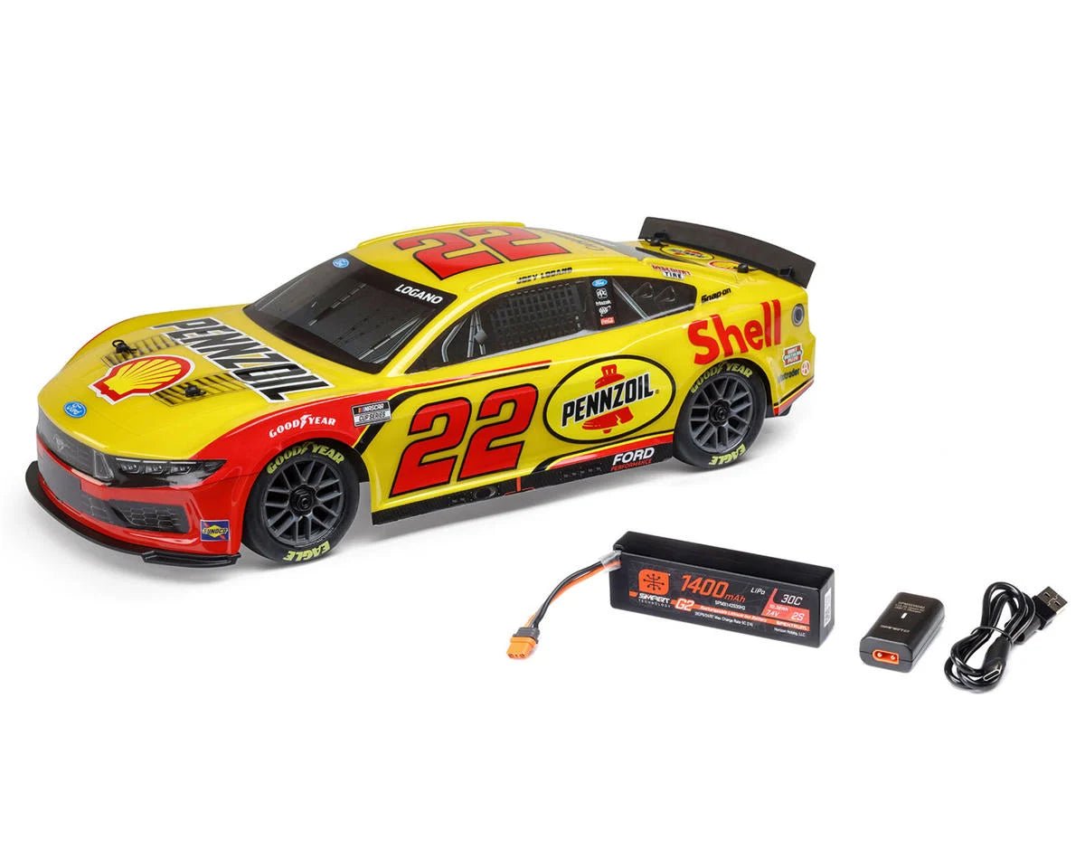 Losi NASCAR #22 Ford Mustang 1/12 2S AWD RTR On-Road Car (Joey Logano) w/2.4GHz Transmitter, Battery, & Charger