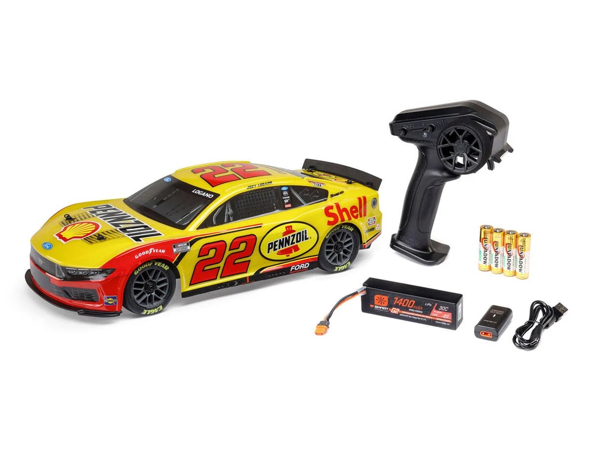Losi NASCAR #22 Ford Mustang 1/12 2S AWD RTR On-Road Car (Joey Logano) w/2.4GHz Transmitter, Battery, & Charger