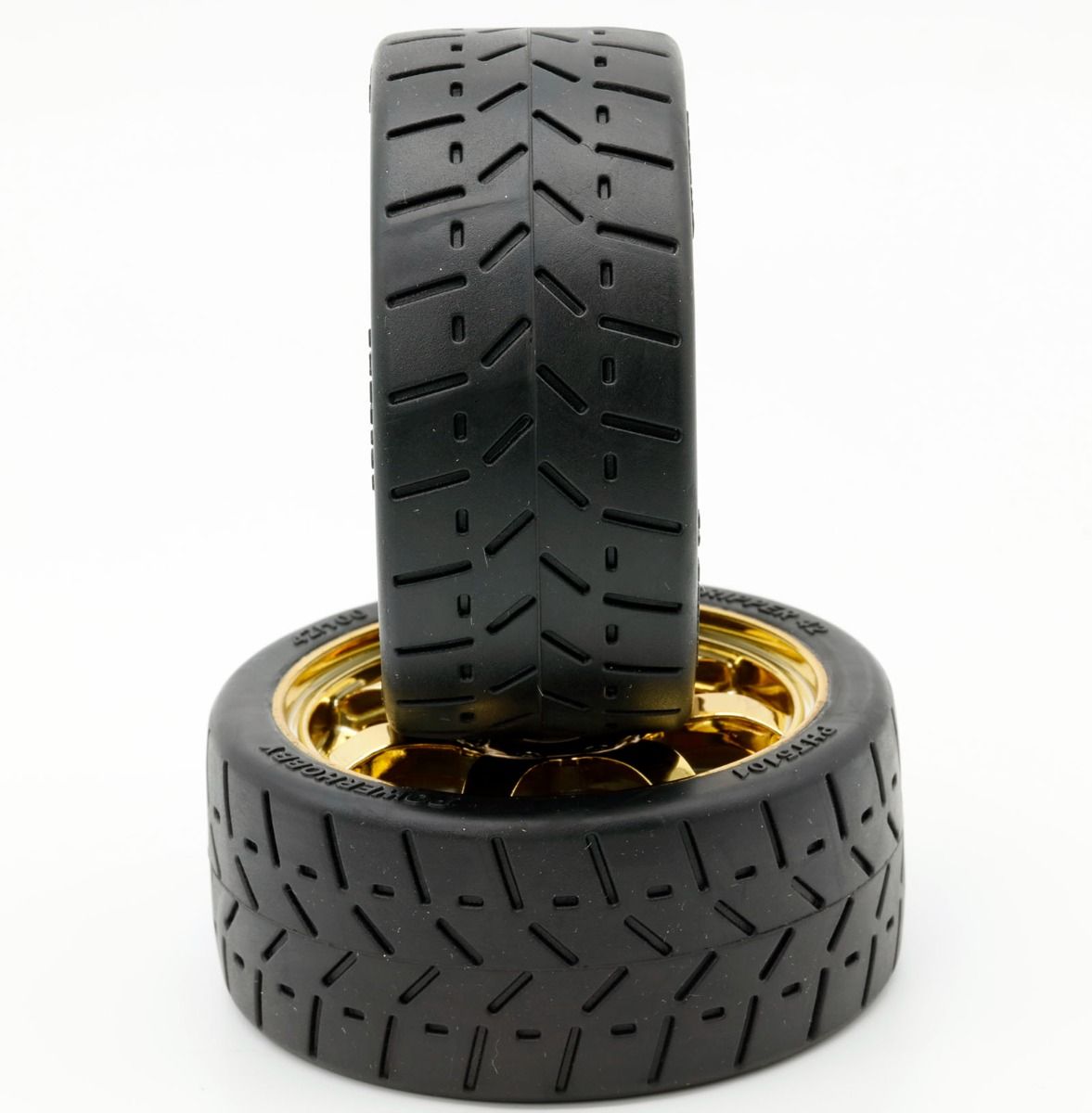 Powerhobby 1/8 Gripper 42/100 Belted Mounted Tires 17mm Gold Wheels