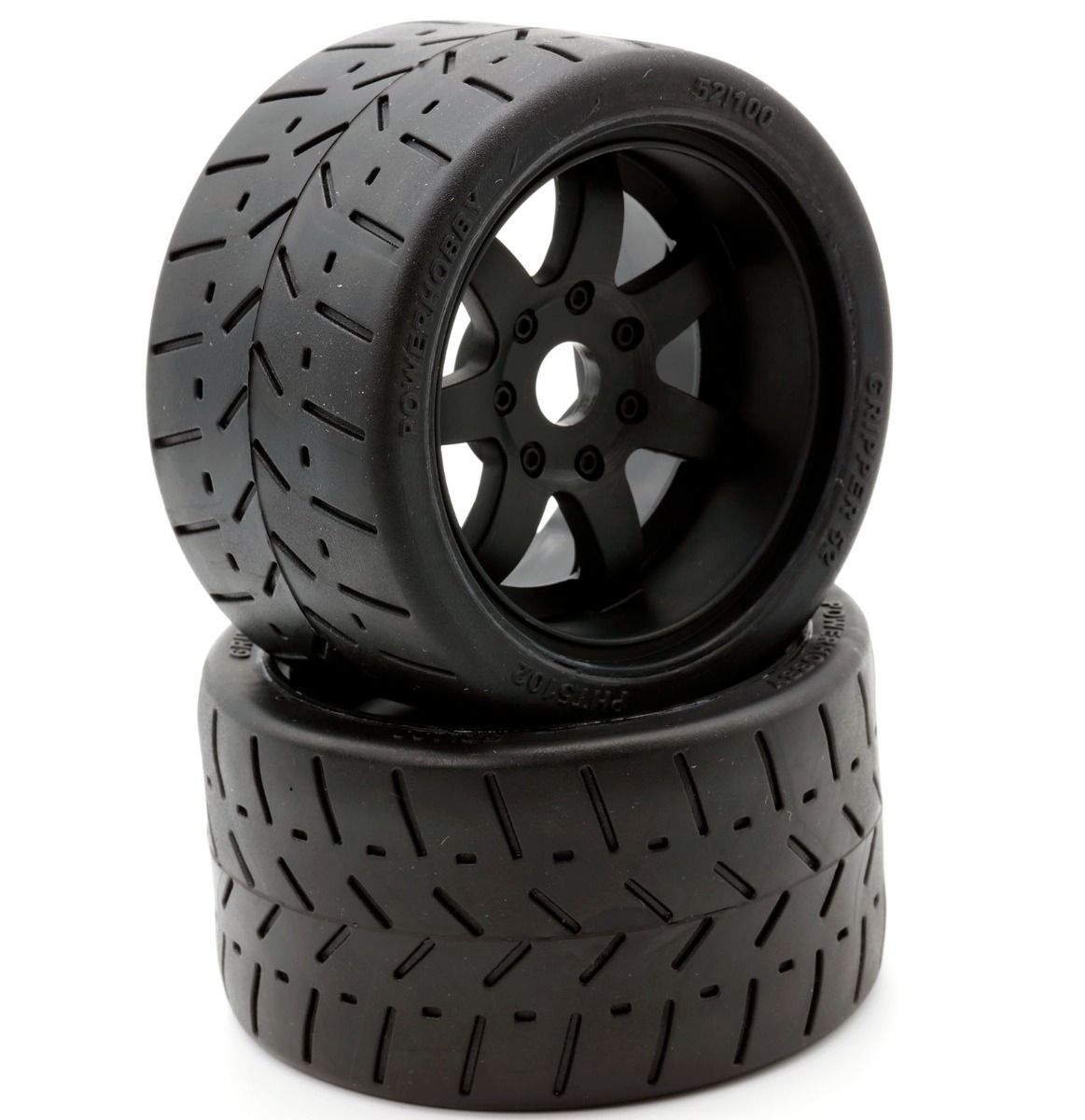 Powerhobby 1/8 Gripper 54/100 Belted Mounted Tires 17mm Black Wheels