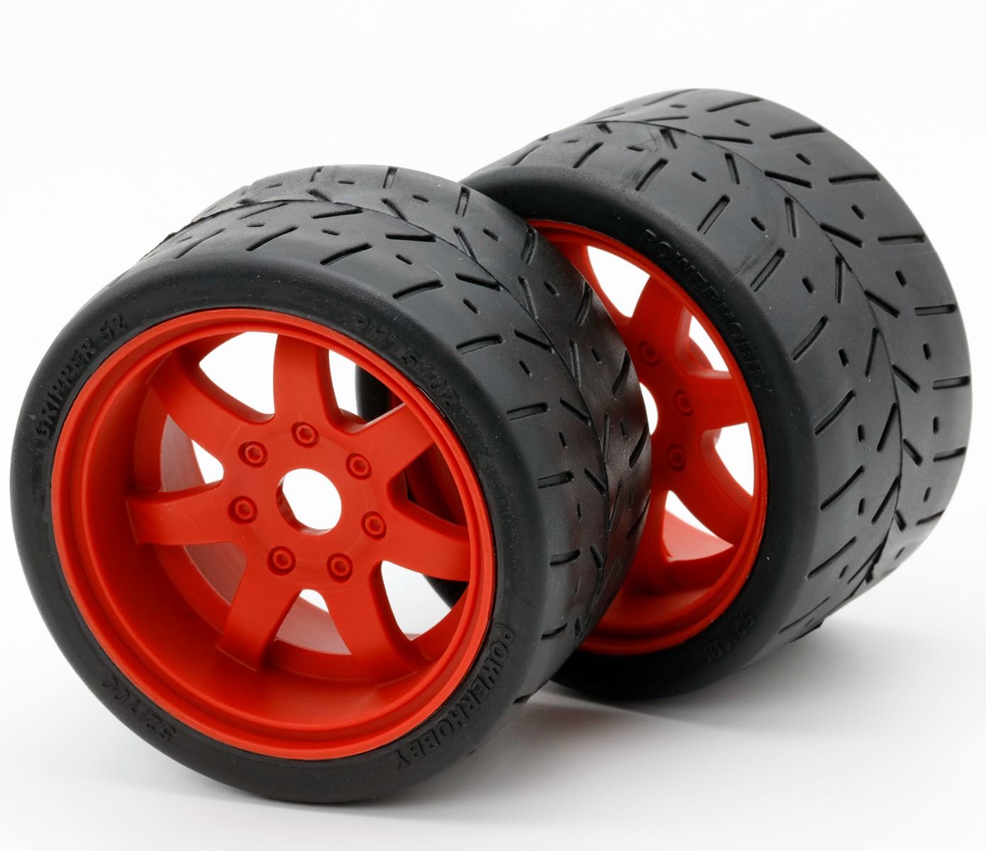 Powerhobby 1/8 Gripper 54/100 Belted Mounted Tires 17mm Red Wheels