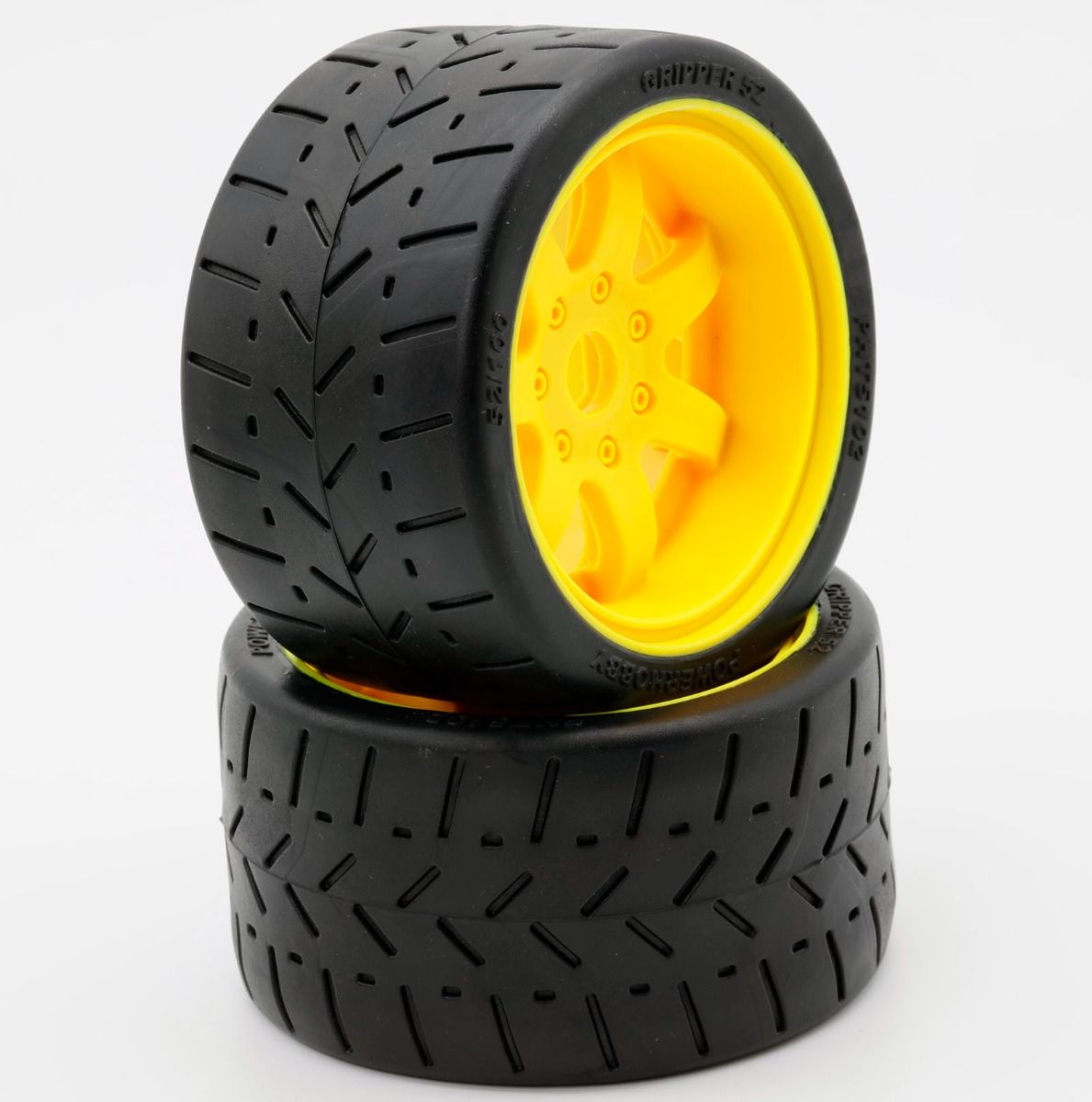 Powerhobby 1/8 Gripper 54/100 Belted Mounted Tires 17mm Yellow Wheels