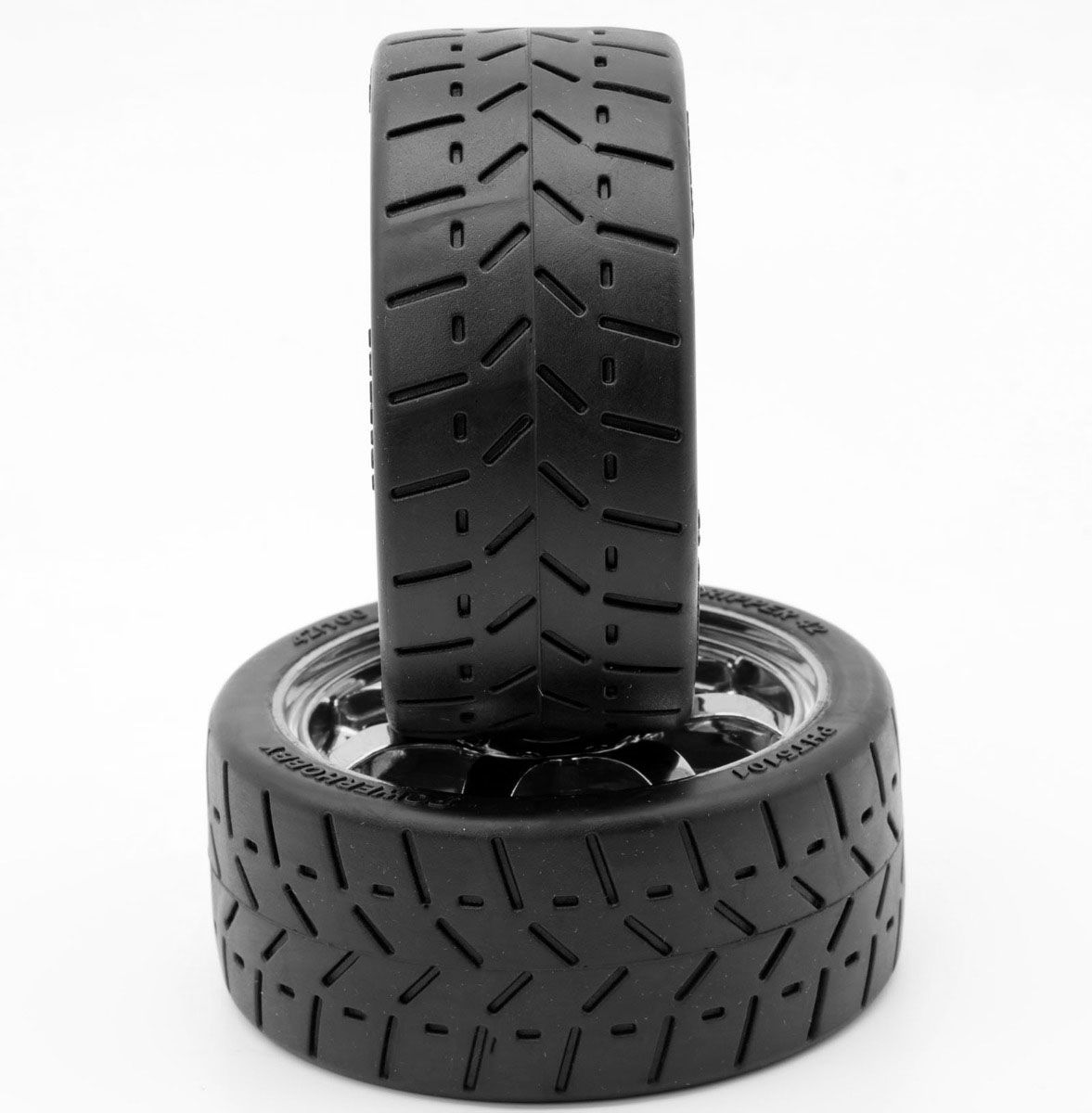 Powerhobby 1/8 Gripper 42/100 Belted Mounted Tires 17mm Chrome Wheels